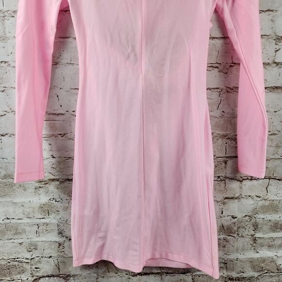 Coperni Cut Out Jersey Dress in Light Pink Small Long Sleeve Barbiecore Mini - Picture 10 of 14